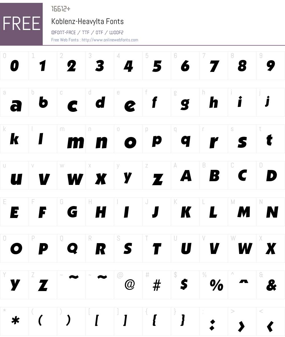 Koblenz-HeavyIta Font Screenshots