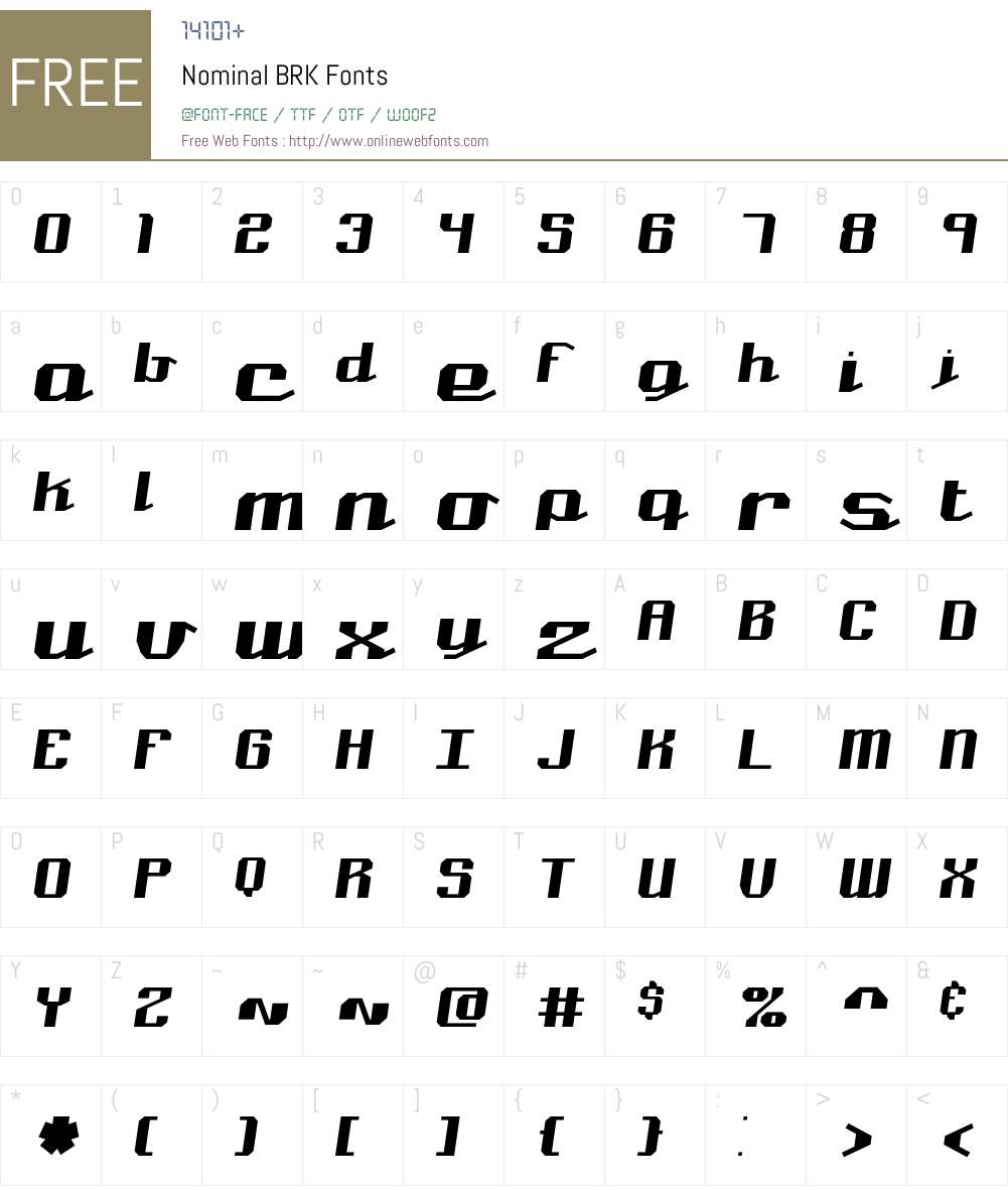 Nominal BRK Font Screenshots