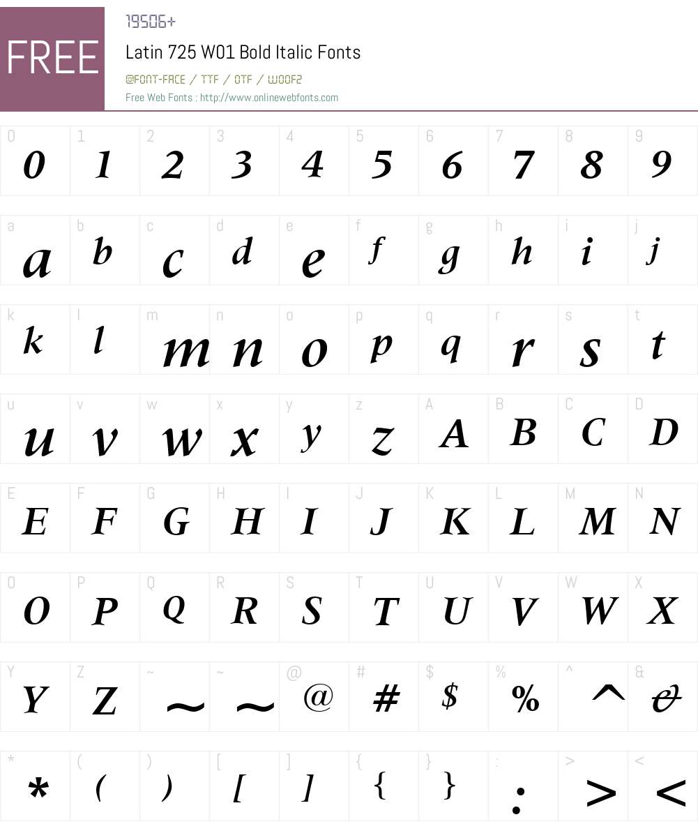 Latin725W01-BoldItalic Font Screenshots