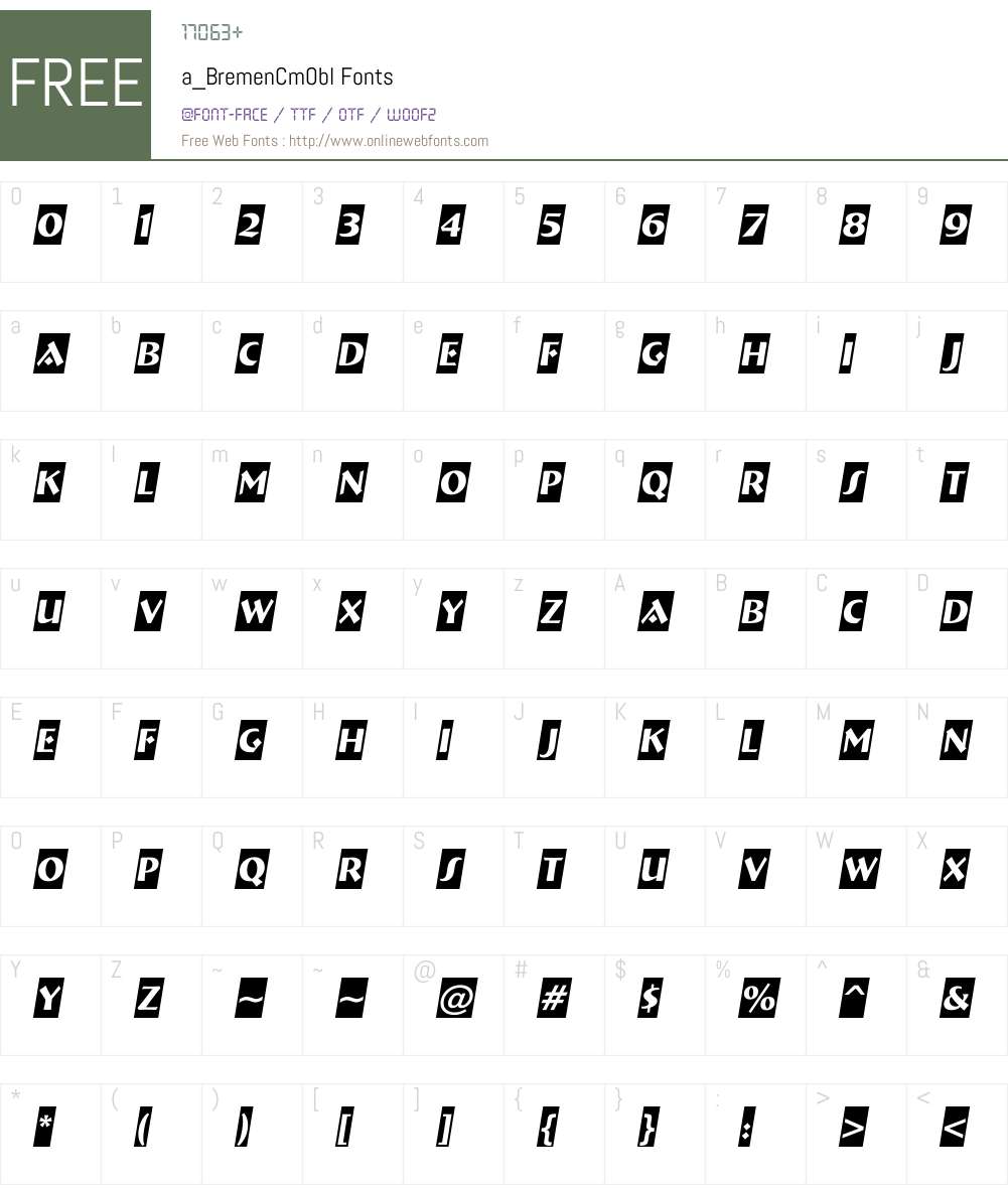 a_BremenCmObl Font Screenshots