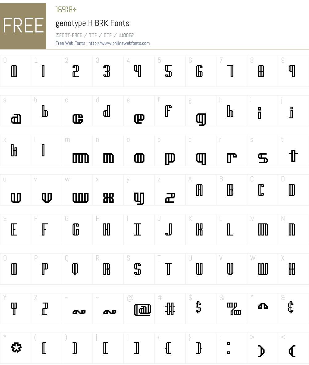 genotype H BRK Font Screenshots