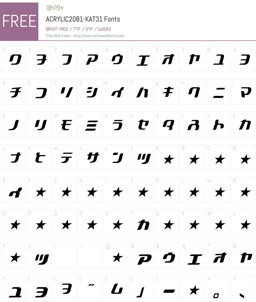 ACRYLIC2081 Font Screenshots
