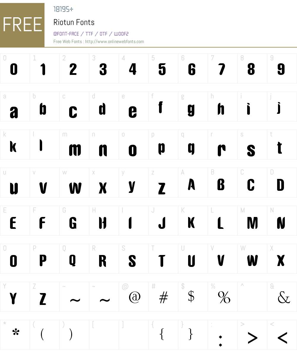 Riotun Font Screenshots