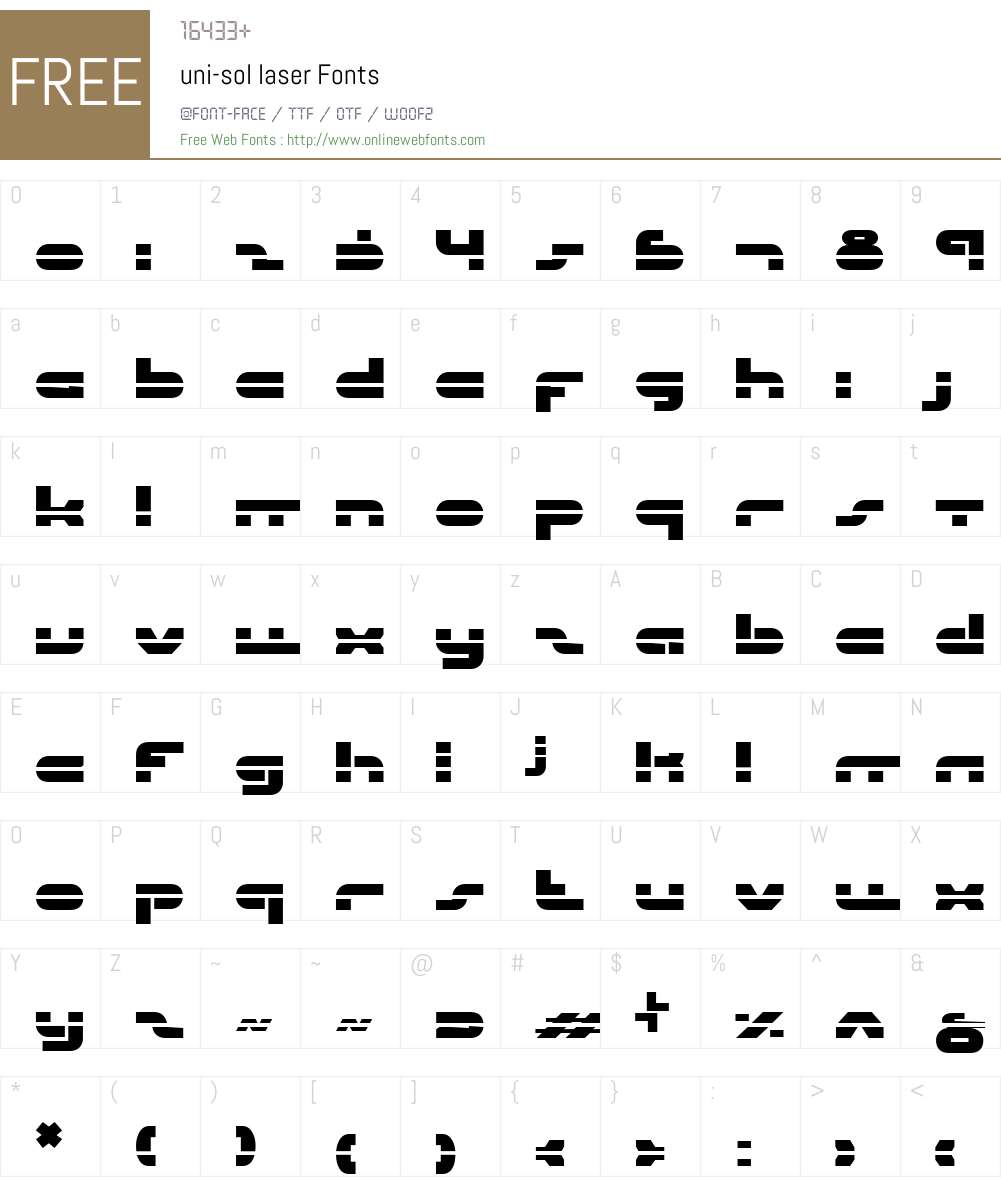 uni-sol laser Font Screenshots