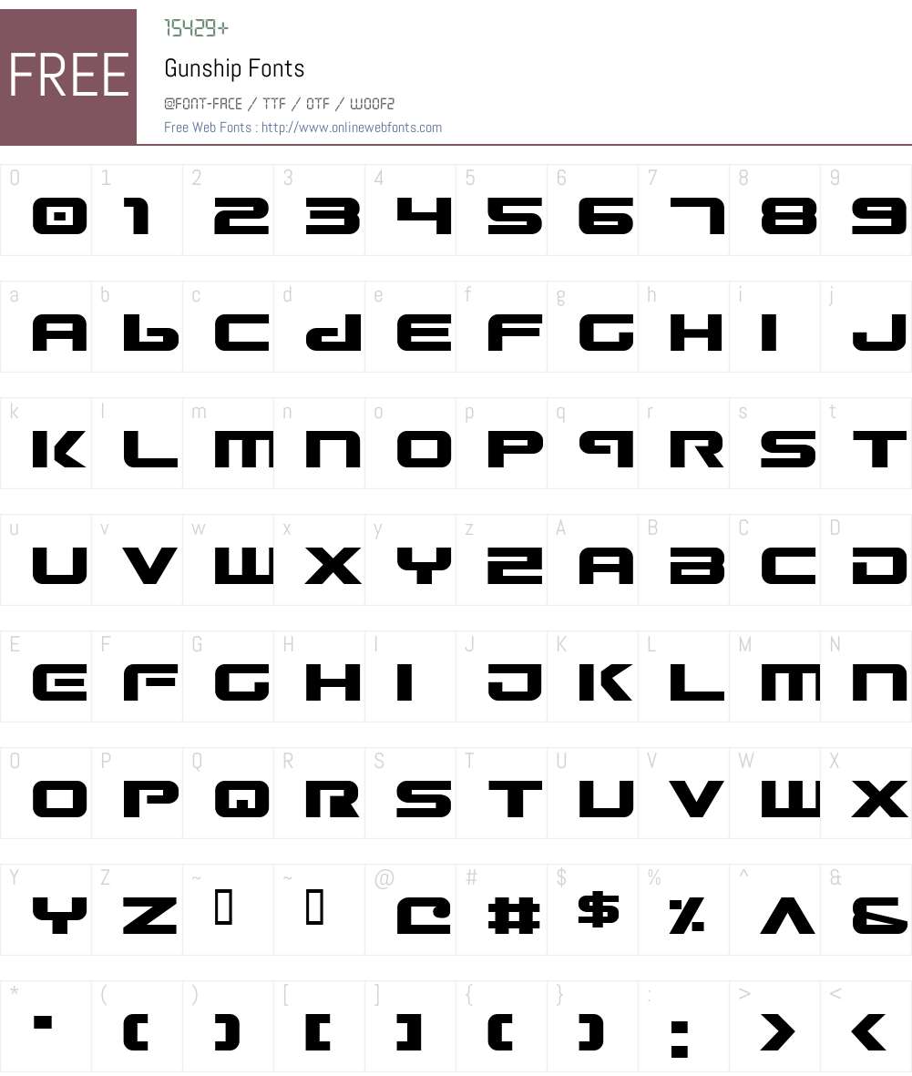 Gunship Font Screenshots