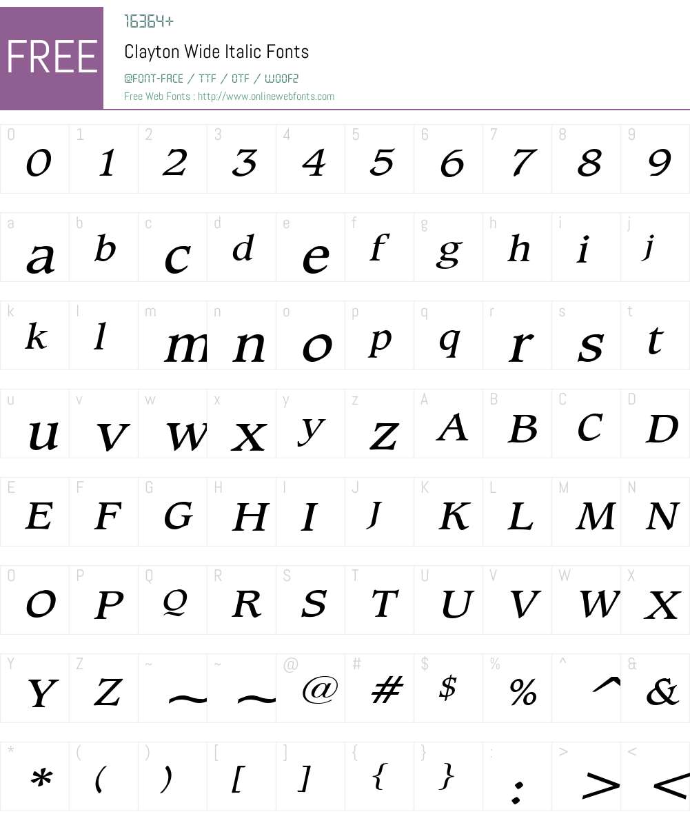 Clayton Wide Font Screenshots
