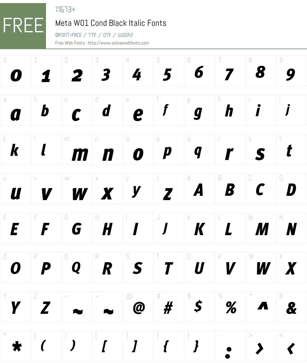 Meta W01 Font Screenshots