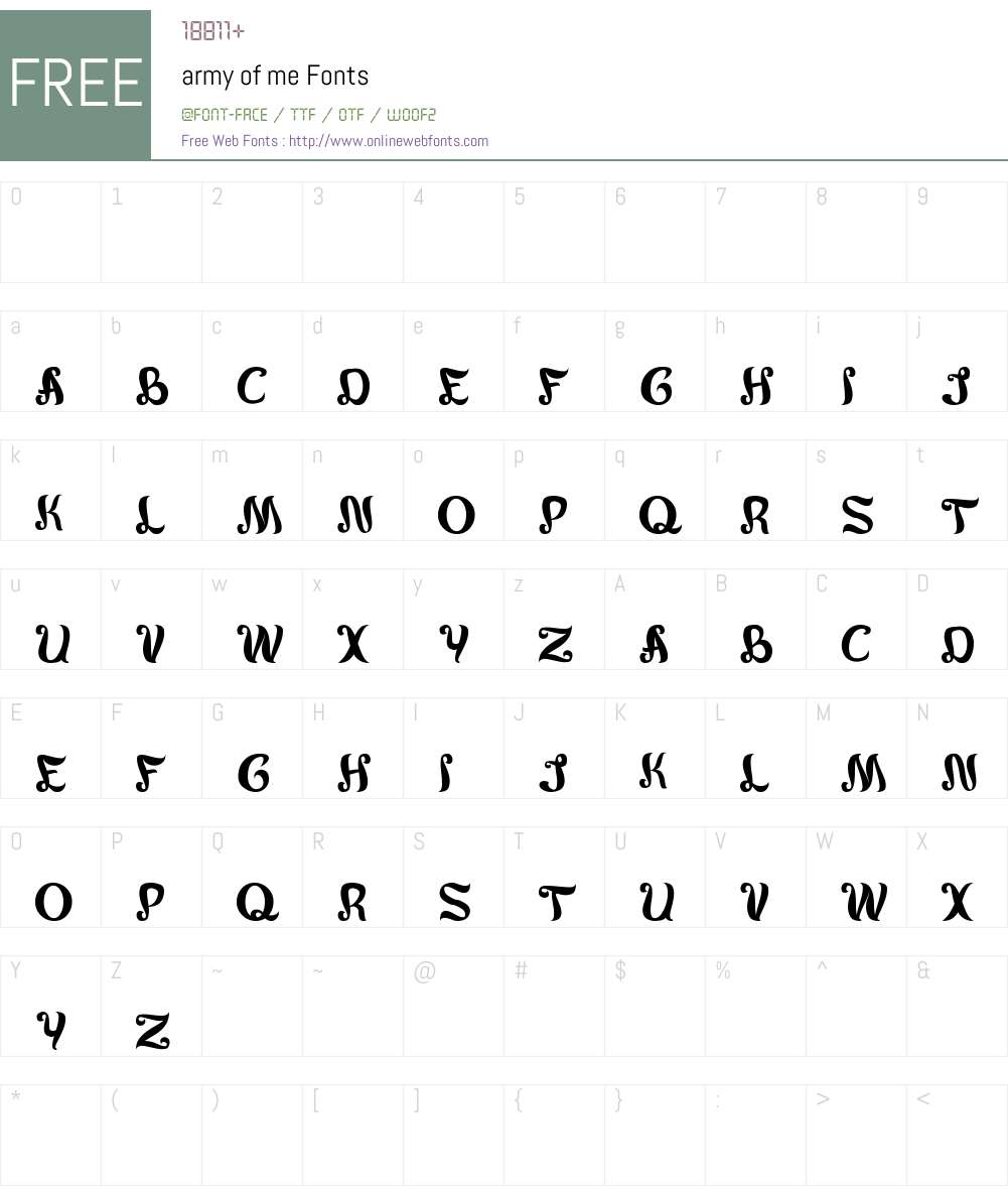 army of me Font Screenshots