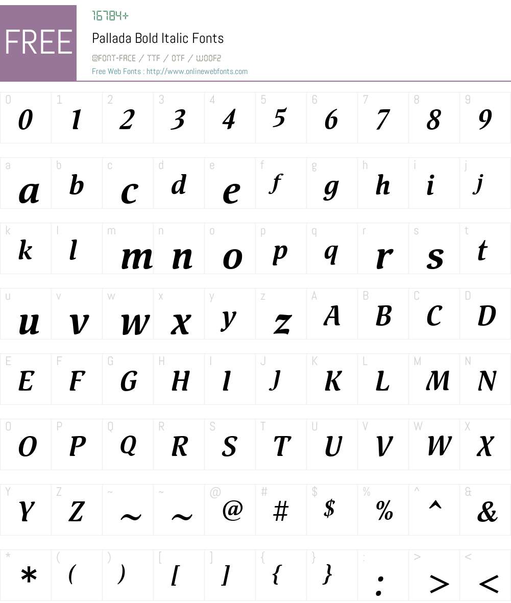 PalladaBold-Italic Font Screenshots