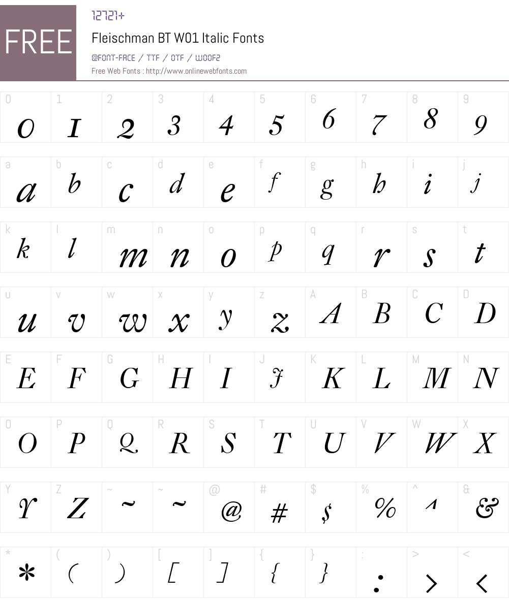 FleischmanBTW01-Italic Font Screenshots