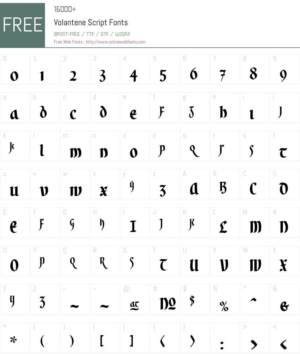 VolanteneScript-Regular Font Screenshots
