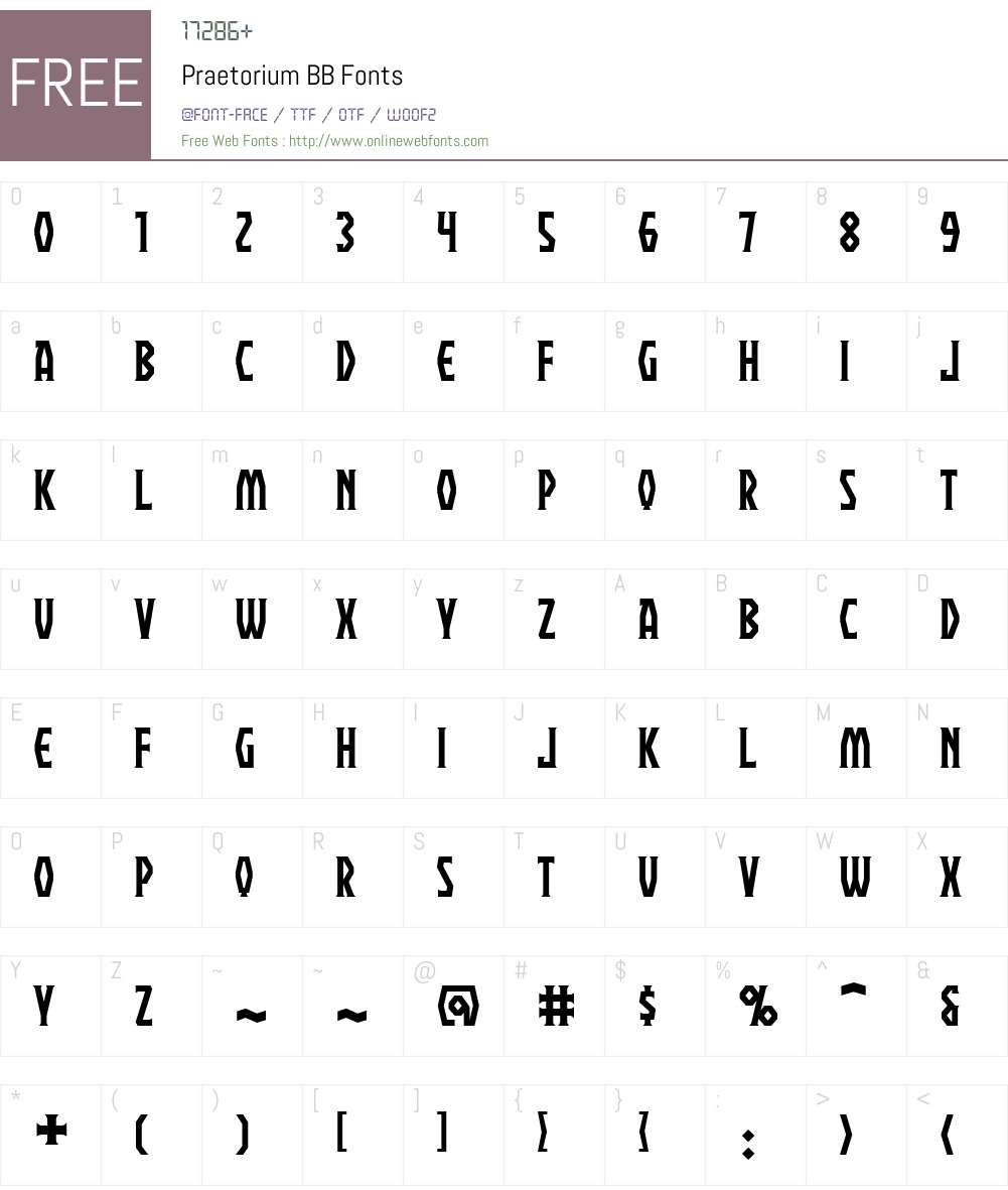 Praetorium BB Font Screenshots