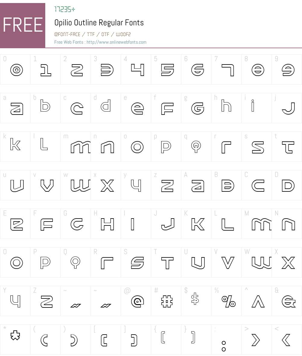 Opilio Outline Font Screenshots