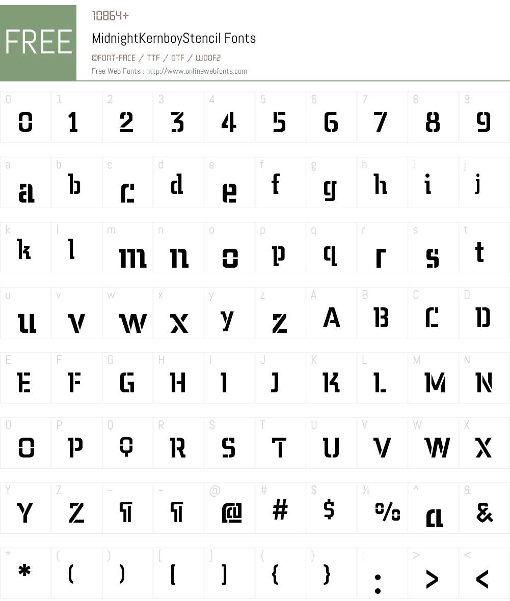 MidnightKernboyStencil Font Screenshots