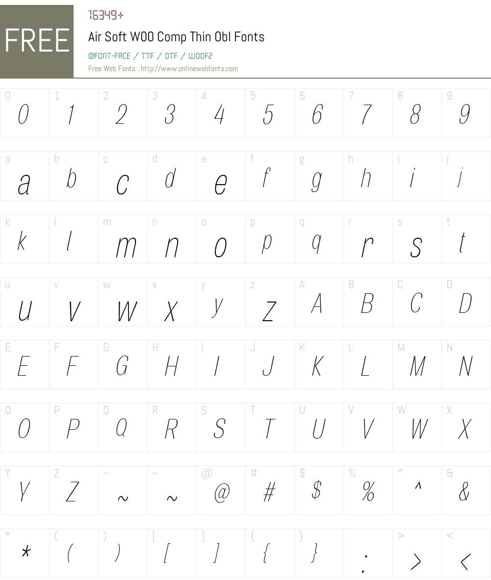 AirSoftW00-CompThinObl Font Screenshots