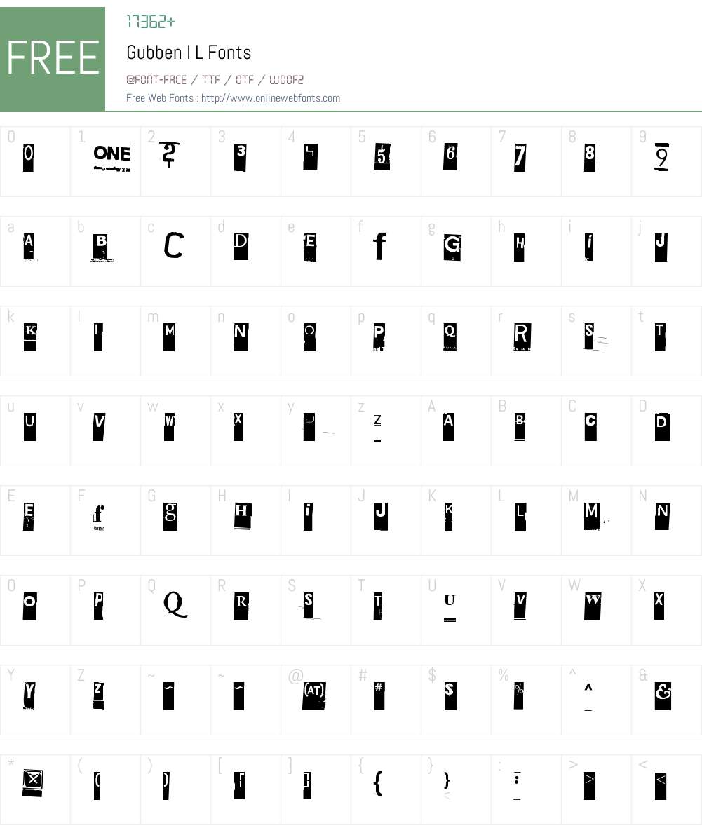 Gubben I L Font Screenshots