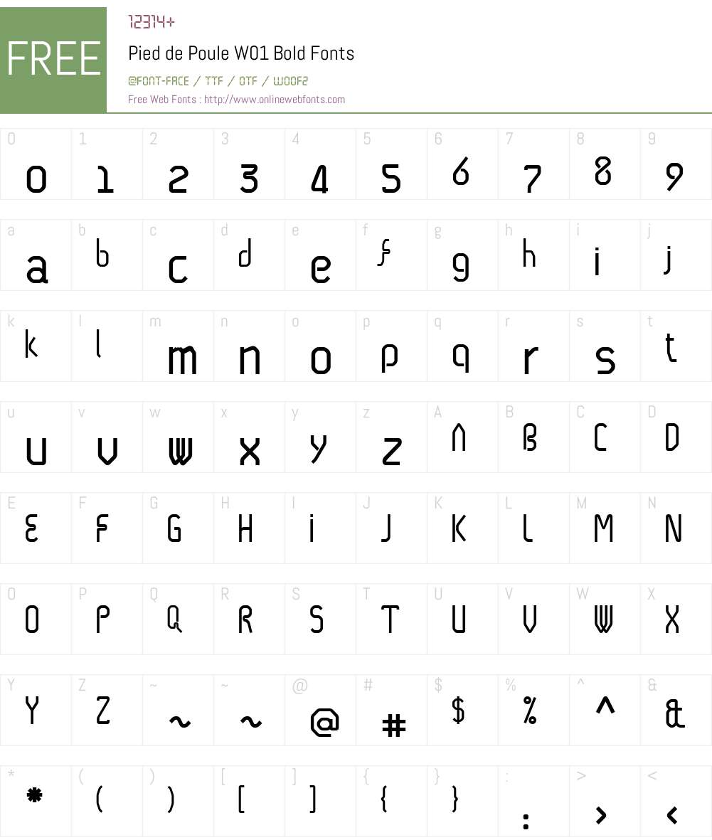 PieddePouleW01-Bold Font Screenshots