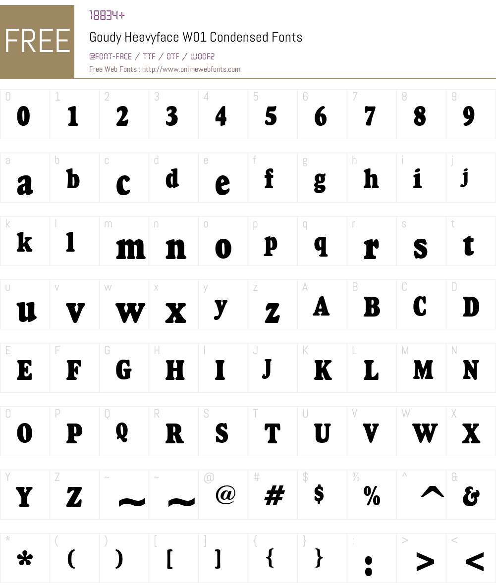 GoudyHeavyfaceW01-Condensed Font Screenshots