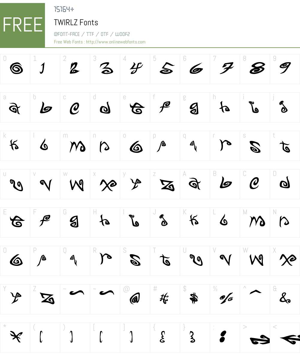 TWIRLZ Font Screenshots