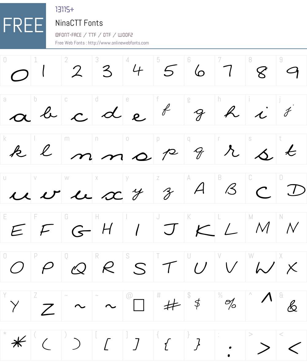 NinaCTT Font Screenshots