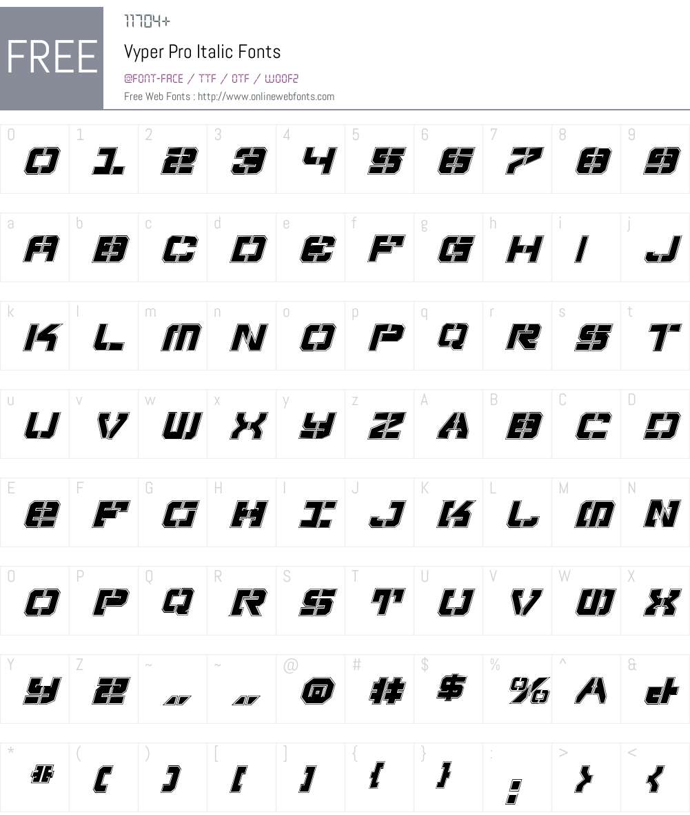 Vyper Pro Italic Font Screenshots