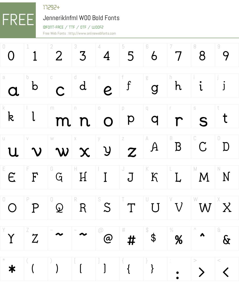 JennerikInfmlW00-Bold Font Screenshots