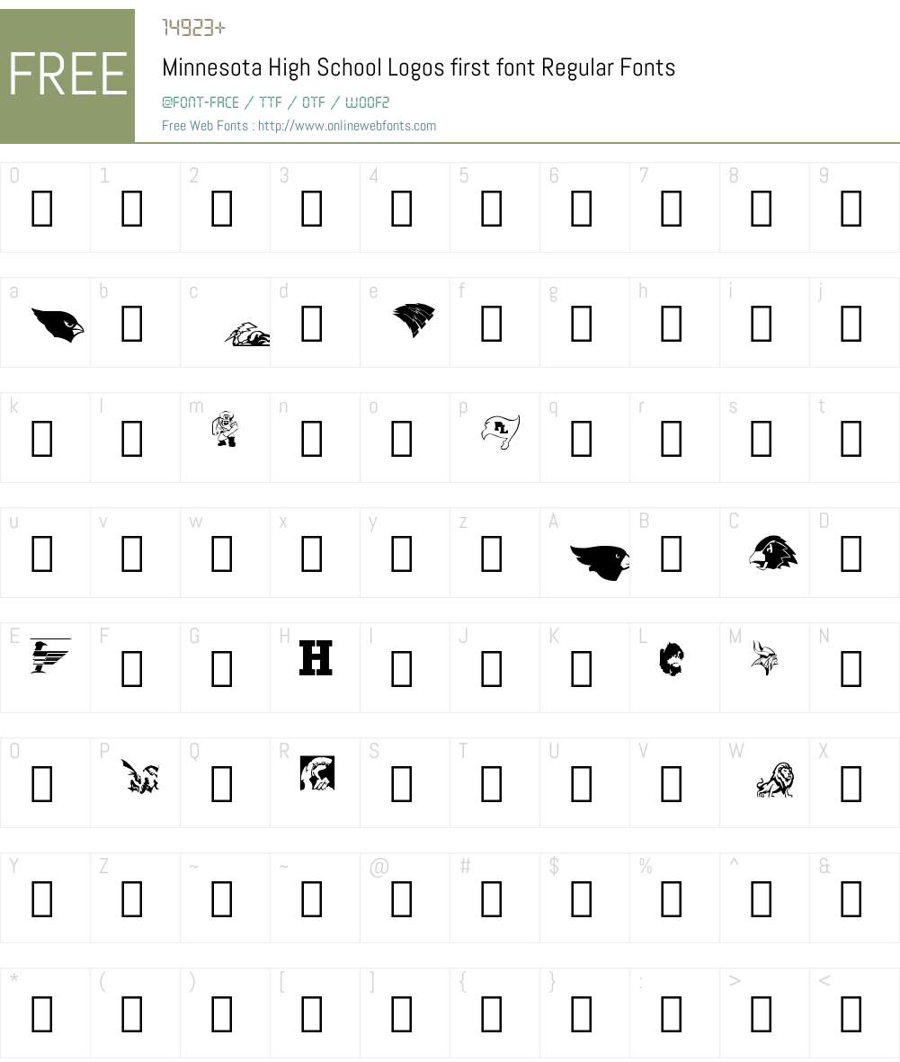 Minnesota High School Logos first font Font Screenshots