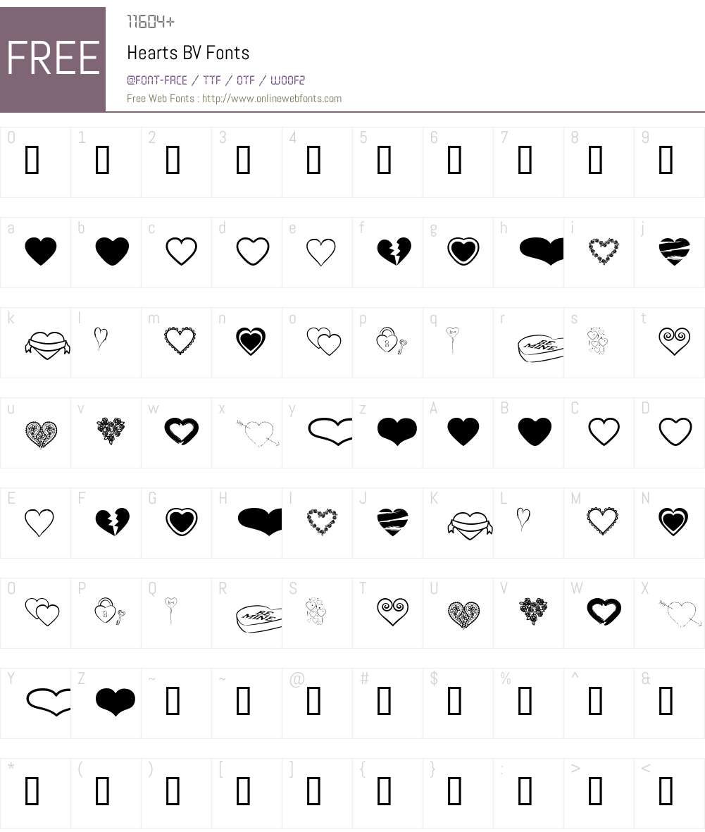 Hearts BV Font Screenshots