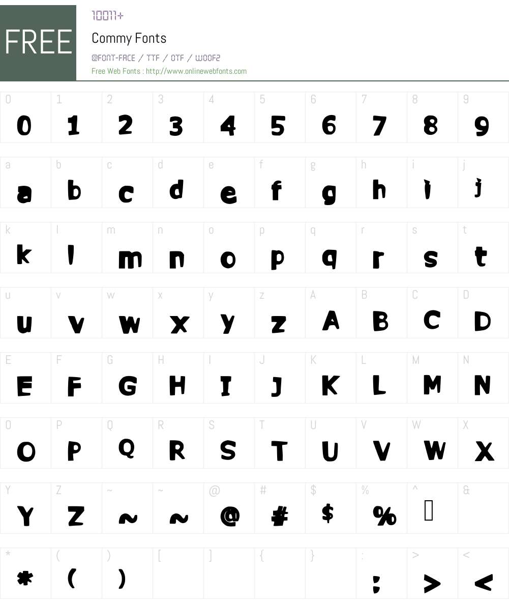 Commy Font Screenshots