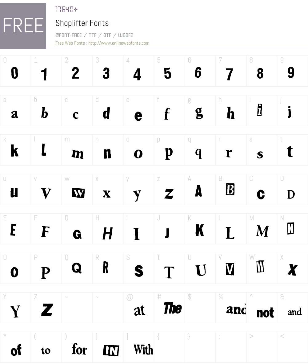 Shoplifter Font Screenshots