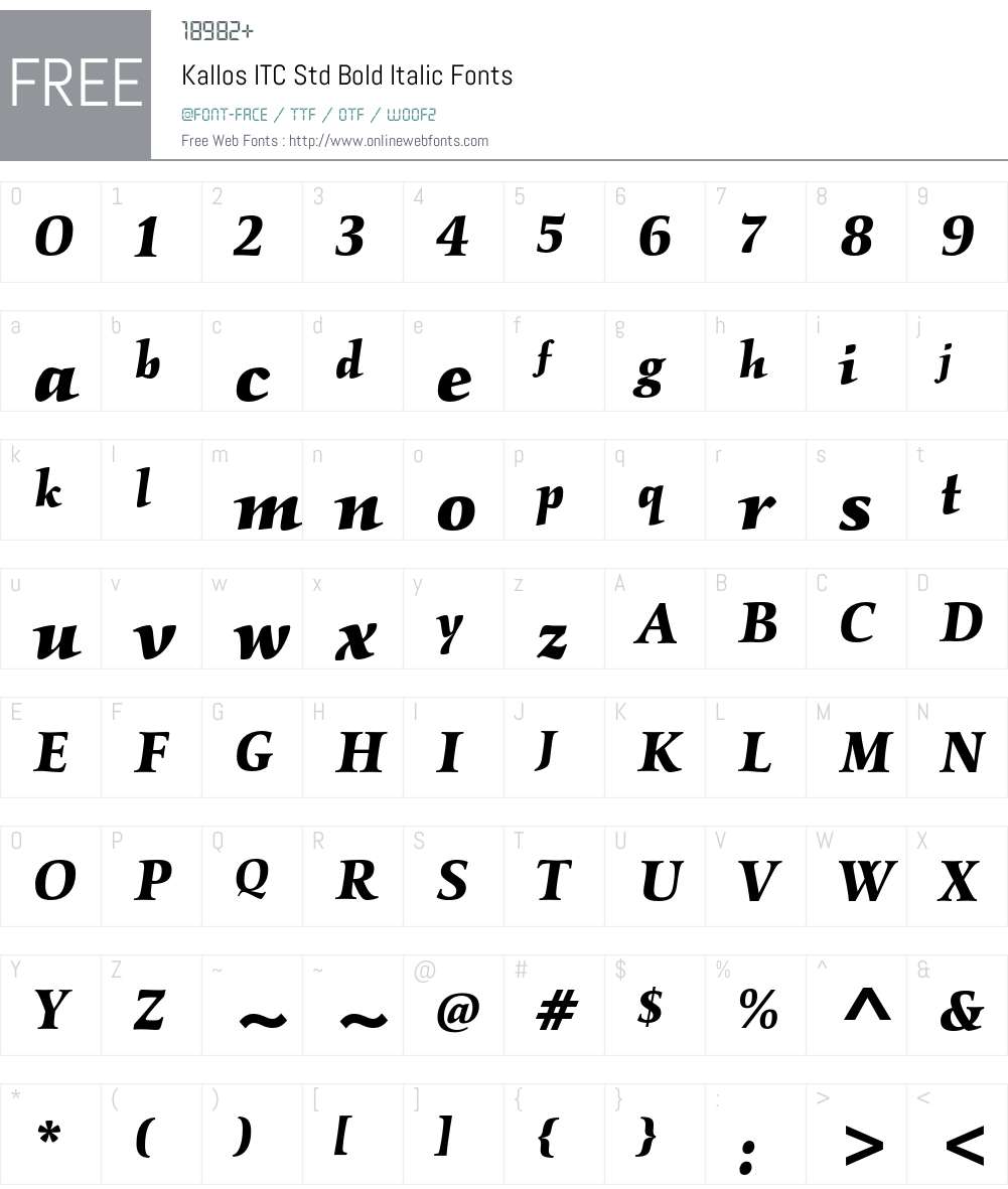 Kallos ITC Std Font Screenshots