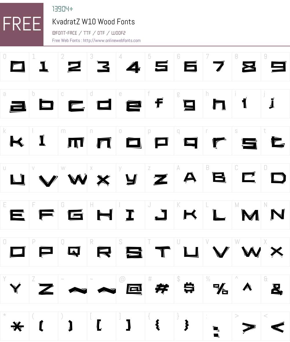 KvadratZW10-Wood Font Screenshots