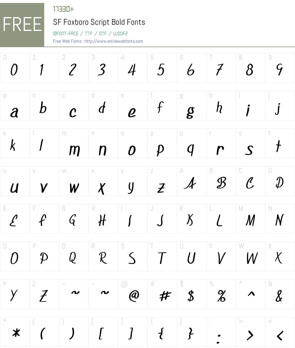SF Foxboro Script Font Screenshots