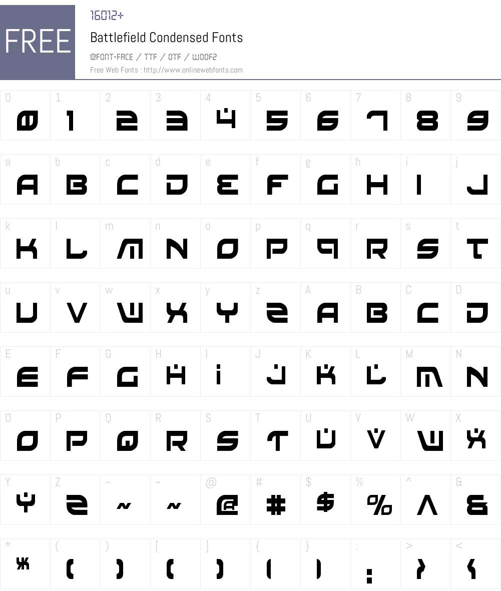 Battlefield Condensed Font Screenshots