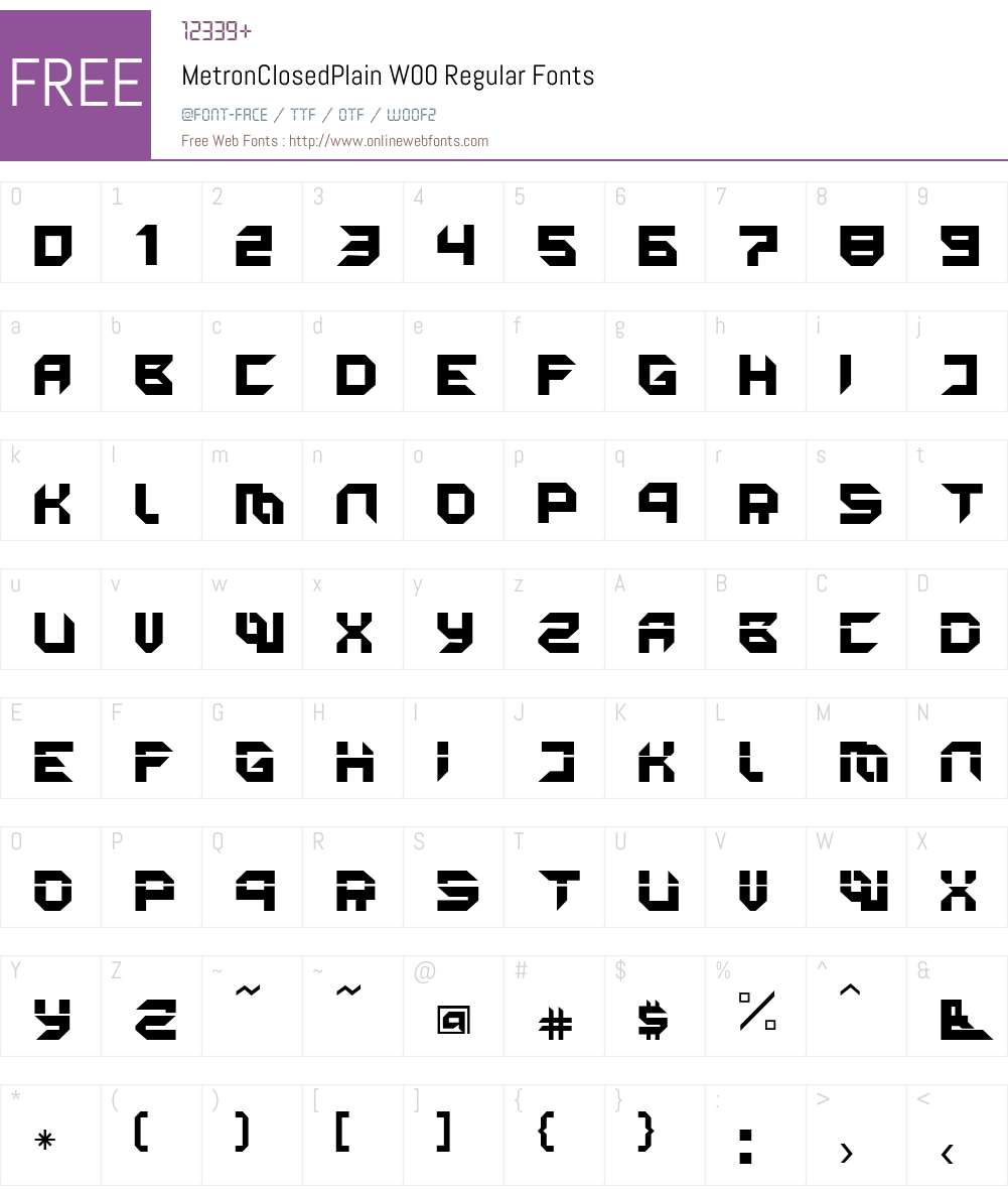 MetronClosedPlain Font Screenshots