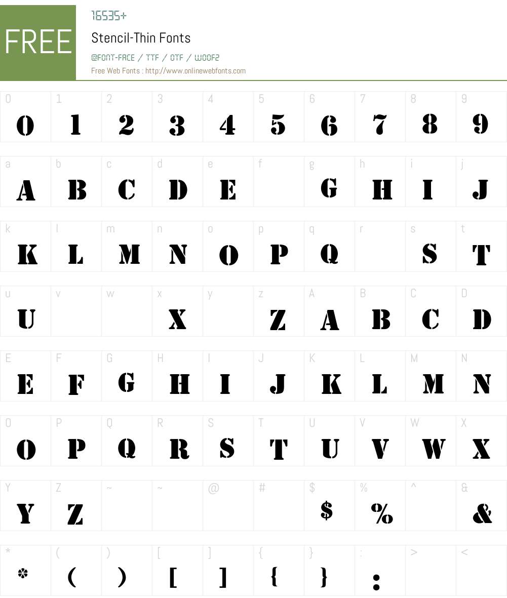 Stencil-Thin Font Screenshots