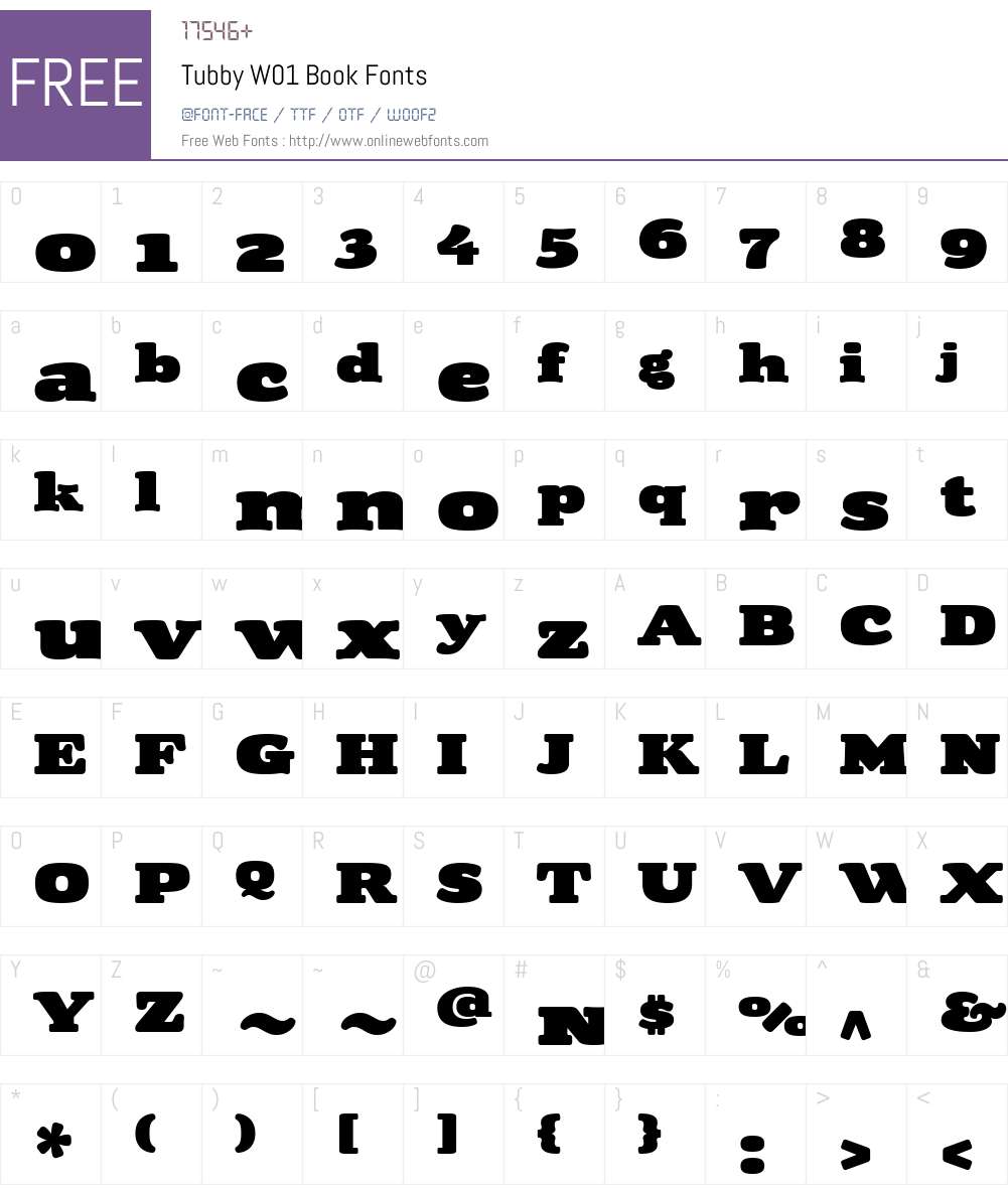 TubbyW01-Book Font Screenshots