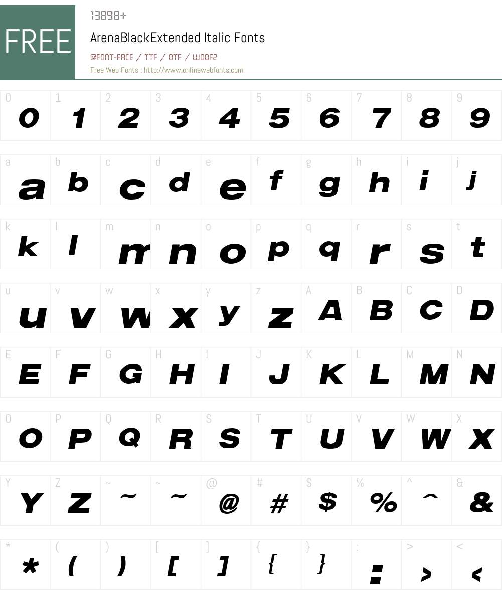 ArenaBlackExtended Font Screenshots