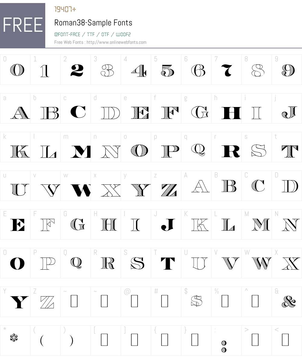 Roman38-Sample Font Screenshots