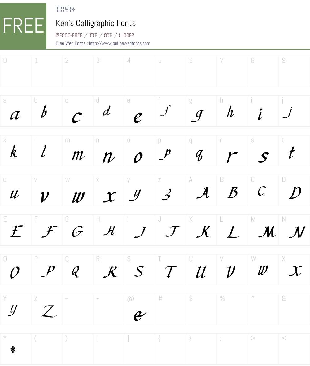 Ken's Calligraphic Font Screenshots