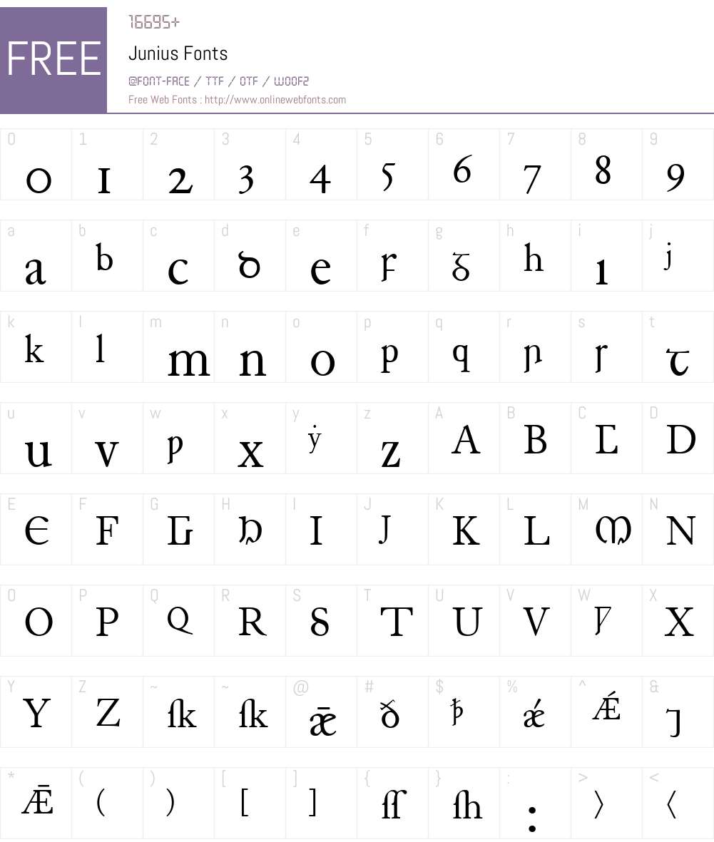 Junius Font Screenshots