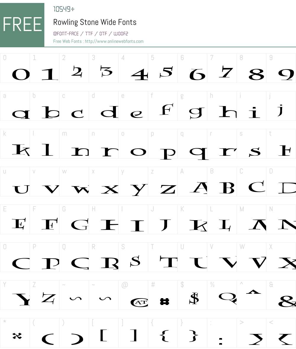 Rowling Stone Wide Font Screenshots