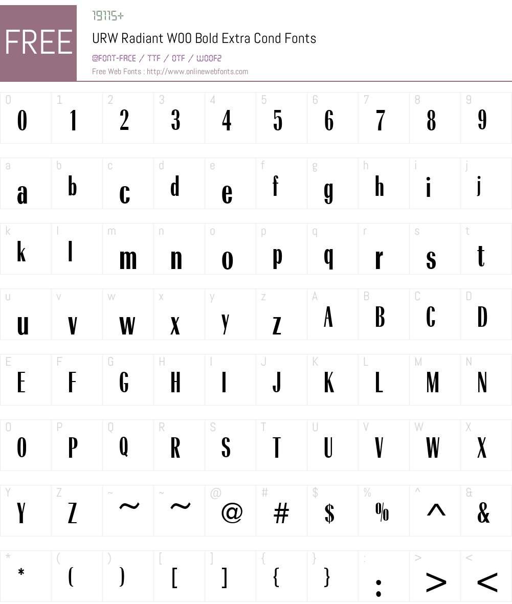 URWRadiantW00-BoldExtraCond Font Screenshots