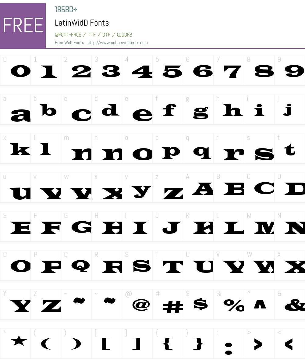 LatinWidD Font Screenshots