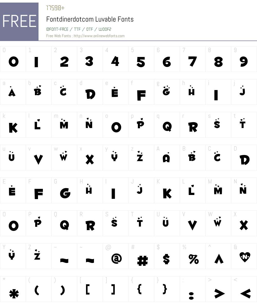 Fontdinerdotcom Luvable Font Screenshots