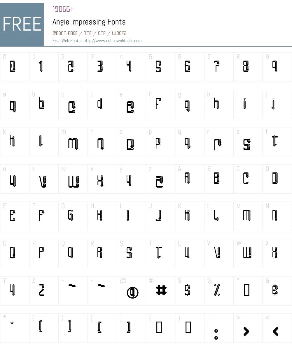 Angie Impressing Font Screenshots