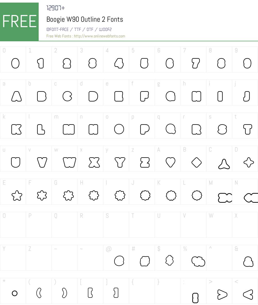 BoogieW90-Outline2 Font Screenshots