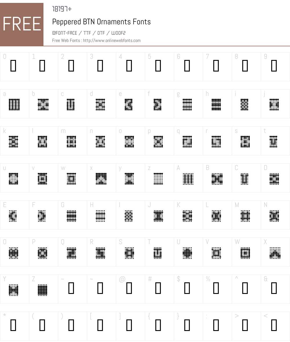 Peppered BTN Ornaments Font Screenshots