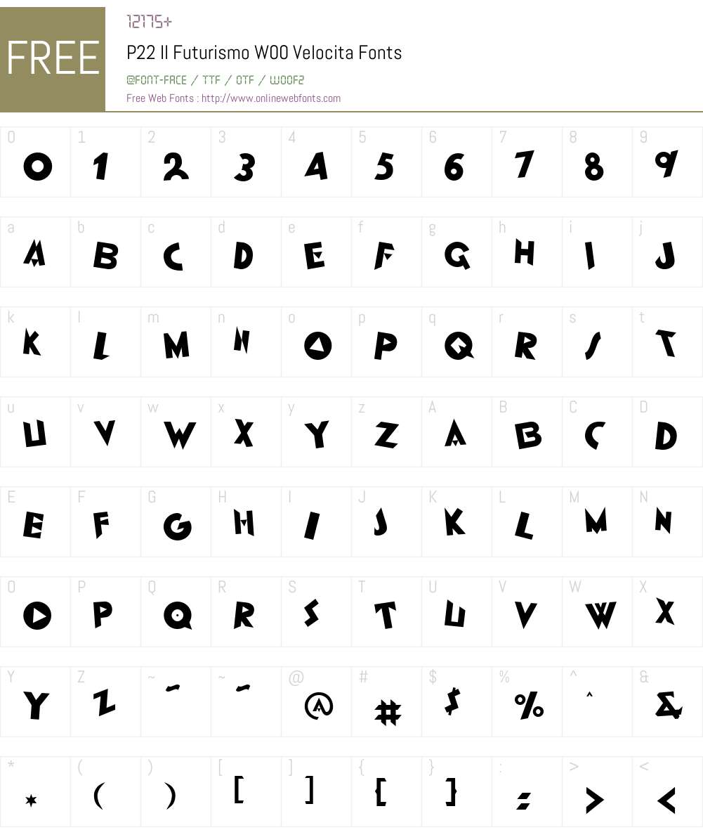 P22IlFuturismoW00-Velocita Font Screenshots