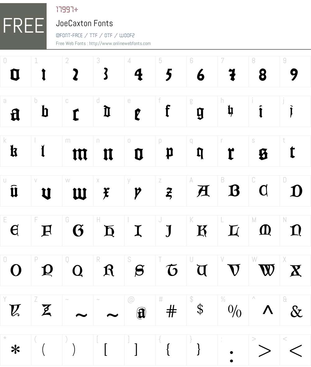 JoeCaxton Font Screenshots